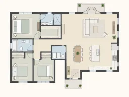 Three-bedroom family home source image for the 3D floor plan generator