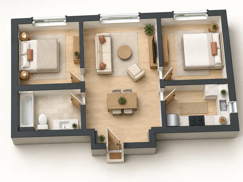 3D Realistic sample floor plan